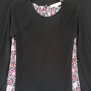 Loft Floral/Black Mixed Media long sleeve shirt